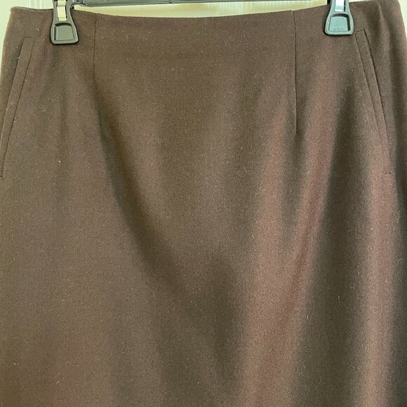 HARVE' BENARD WOOL A-LINE BROWN SKIRT, MAXI LENGTH, SIZE 12 - Picture 4 of 8